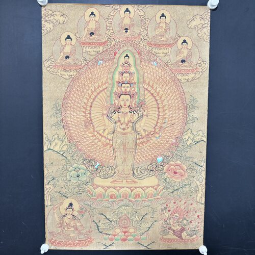 牛皮纸唐卡【千手观音】尺寸:90*60cm 未装裱