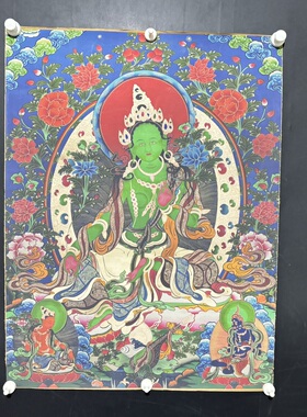 唐卡绿度母挂画藏族唐卡佛像挂画客厅装饰画玄关走廊挂画