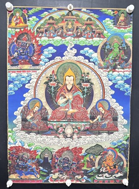 唐卡黄财神大黑天佛像挂画桌面摆台菩萨发财招财玄关装饰画