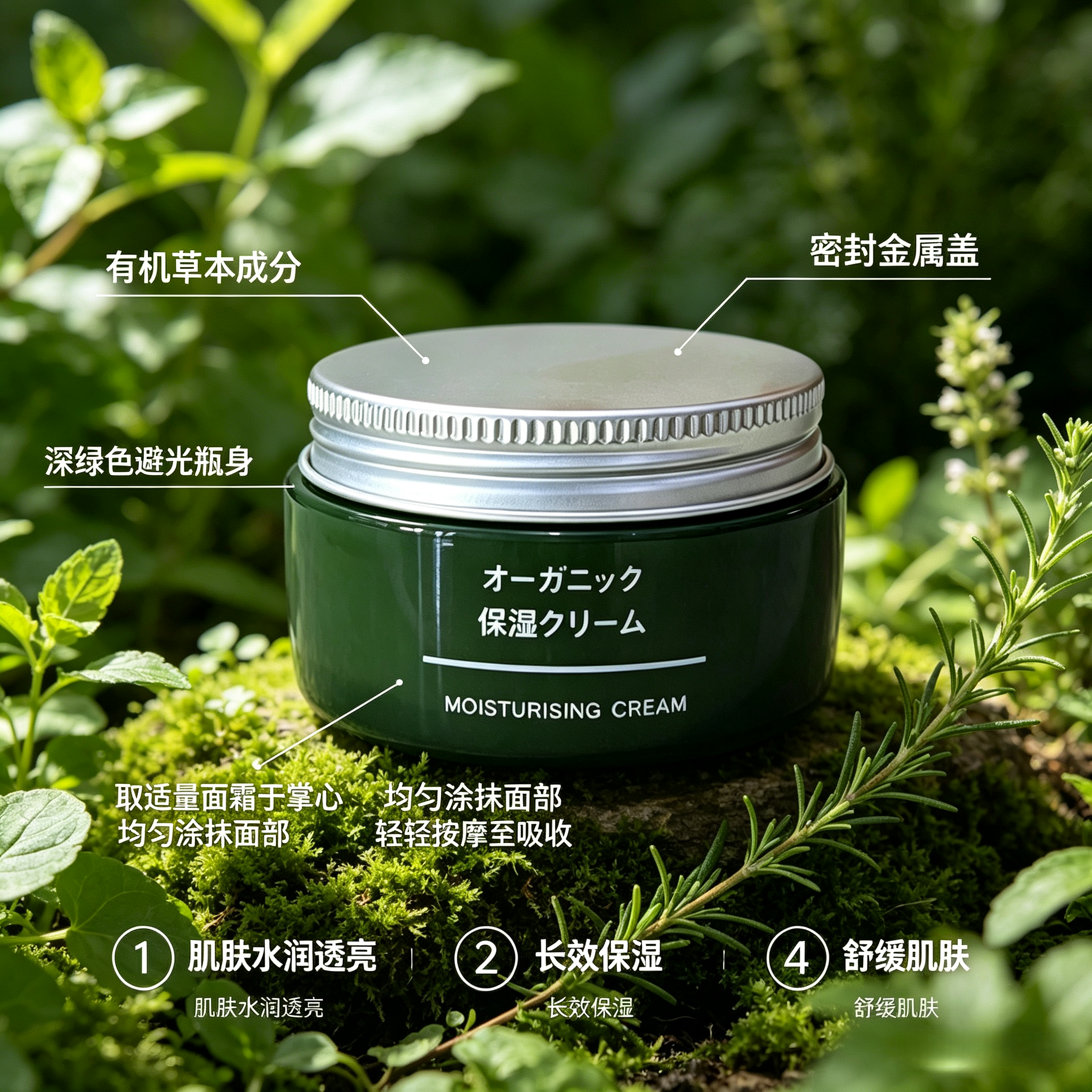 无印良品草本润泽保湿乳霜深层补水滋润面霜有机草本成分长效保湿