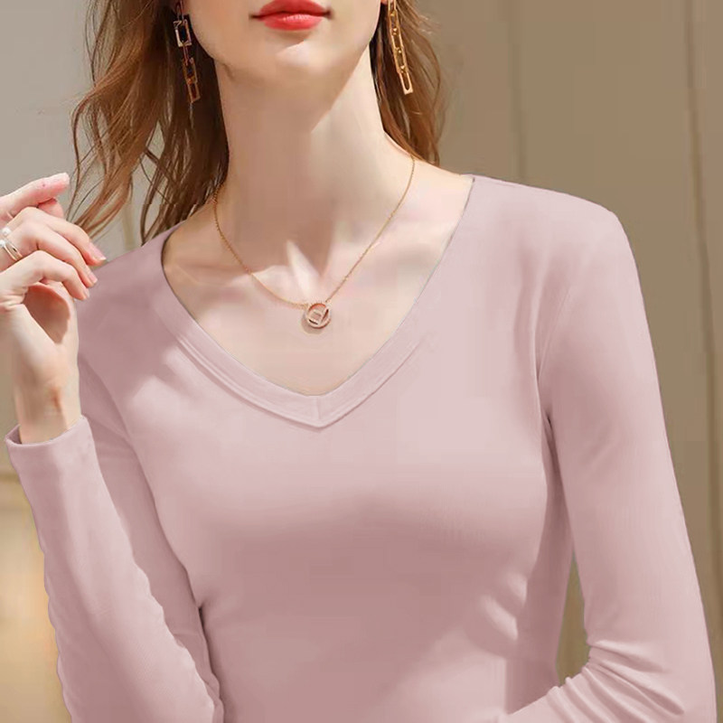여성을 위한 고품질 블랙 바닥 셔츠 패셔너블하고 패셔너블한 봄과 가을 스타일에 벨벳과 두꺼운 독일 벨벳 밀착형 긴팔 티셔츠