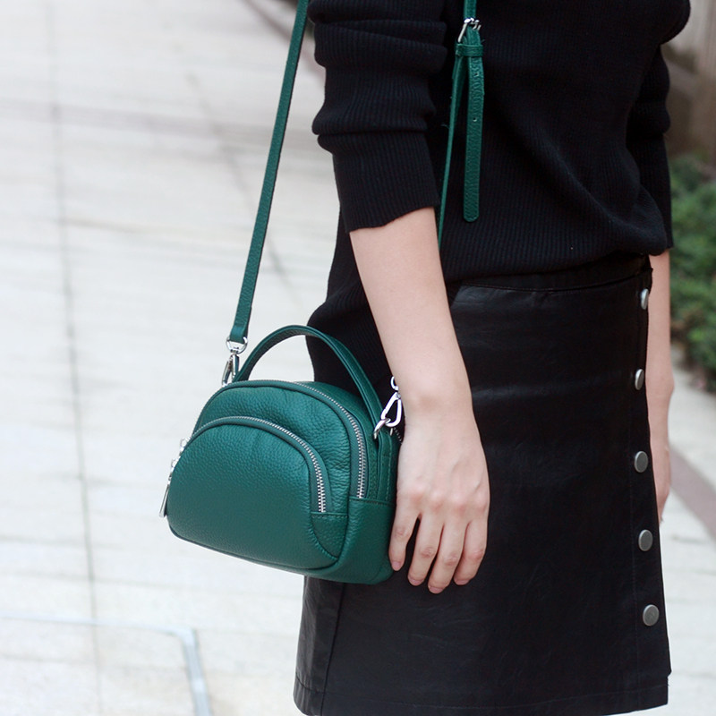 三层女包2019款潮流迷你手提包单肩斜挎包贝壳真皮头层牛皮包小包