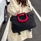 时尚 配色大容量双层扩展旅行通勤待产收纳袋轮子可拆卸运动健身包