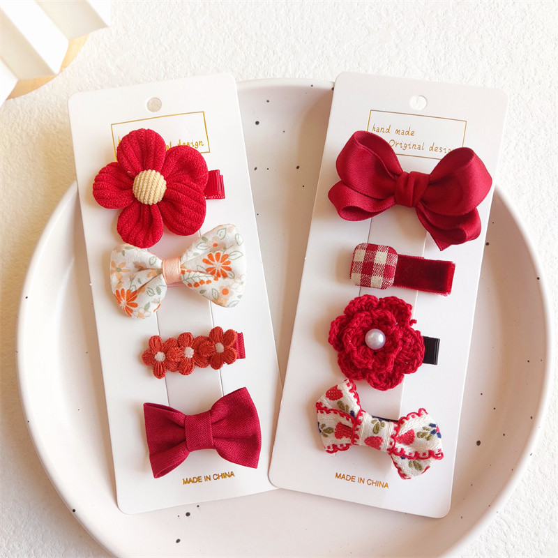 女孩生日节庆发饰头饰儿童公主红色吉祥喜庆发夹包布夹刘海夹套装,童装/婴儿装/亲子装,发饰,淘宝优惠券,粉丝福利购,淘宝优惠卷