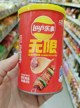 零食优选很忙乐事薯片无限罐装番茄烤肉黄瓜原味休闲点心小吃40克