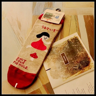 本命年红袜子原单薄款美国潮牌小红裙文艺范复古船袜纯棉中筒女袜