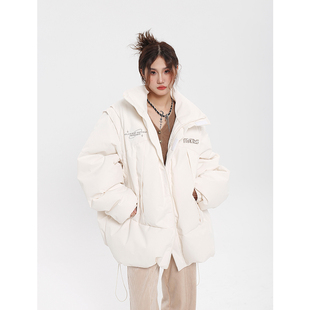 JMJ 情侣ins棉袄外套 可拆卸两穿加厚肌理感棉衣马甲棉服冬季