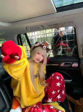 JMJ 美式小众设计数字刺绣连帽卫衣男女春秋休闲百搭帽衫外套