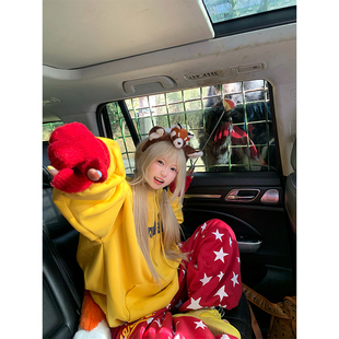 外套 小众设计数字刺绣连帽卫衣男女春秋休闲百搭帽衫 JMJ 美式