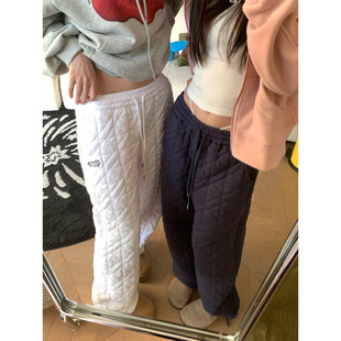 2024秋冬季 男女宽松ins长裤 美式 防寒保暖裤 菱格夹棉休闲棉裤 JMJ