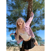 JMJ 外套 外套男女春秋休闲显瘦百搭短款 美式 复古狗爪提花针织开衫