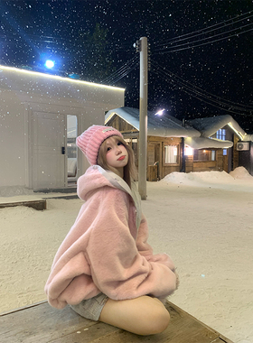 JMJ 美式复古内里毛绒双面穿连帽棉衣男女秋冬休闲百搭保暖外套