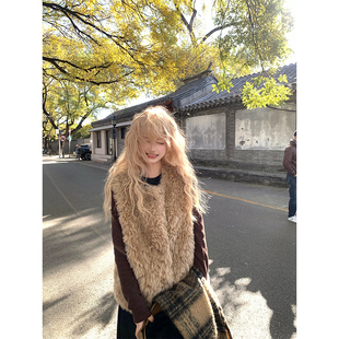 无袖 设计感毛绒开衫 棉马甲男女秋冬休闲百搭潮流叠穿外套 美式 JMJ