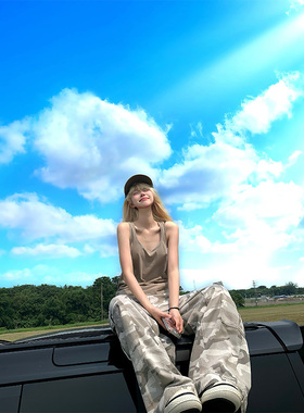 JMJ美式复古基础款无袖背心T恤男女夏季宽松休闲运动百搭吊带上衣