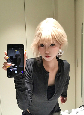 JMJ 美式复古简约基础款修身长袖T恤男女休闲显瘦运动百搭打底衫