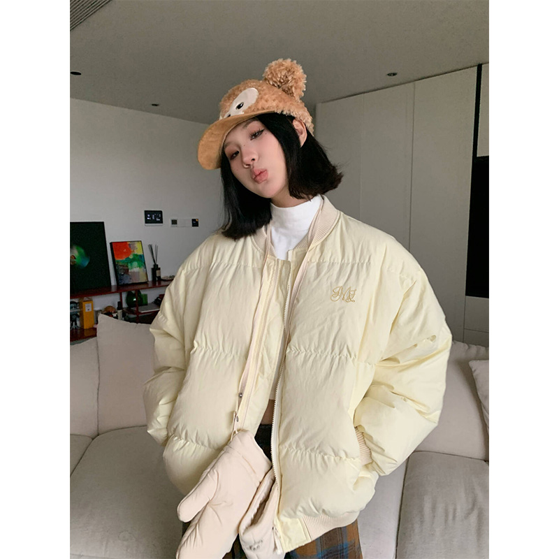 JMJ 2024冬季美式简约轻薄保暖羽绒服男女宽松百搭面包服棉衣外套