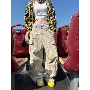 男女宽松休闲百搭直筒阔腿长裤 JMJ 裤 复古多口袋字母印花工装 美式