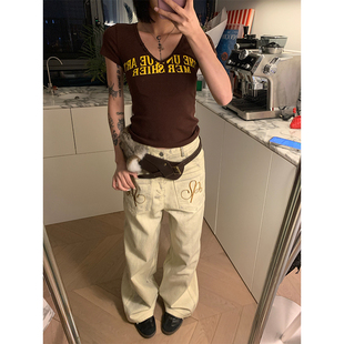 2025春季 男女宽松休闲设计感阔腿裤 美式 水洗直筒裤 复古倒装 JMJ