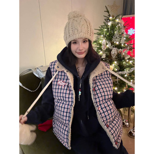 羊羔毛两面穿无袖 美式 棉马甲男女慵懒保暖叠穿棉外套 2024冬季 JMJ