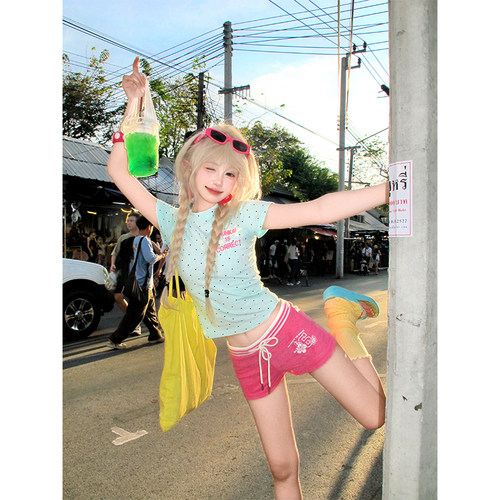 夏日多巴胺穿搭短袖T恤女