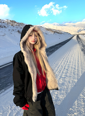 JMJ 美式复古座山雕连帽夹克棉衣男女冬季宽松休闲百搭保暖外套