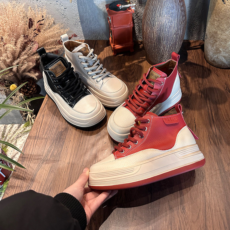 高帮小白鞋女2026春季新款厚底板鞋百搭时尚休闲女鞋复古运动单鞋,女鞋,时尚休闲鞋,淘宝优惠券,粉丝福利购,淘宝优惠卷