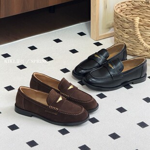 韩版复古金属乐福鞋2026春季新款新款休闲舒适百搭单鞋真皮轻便潮