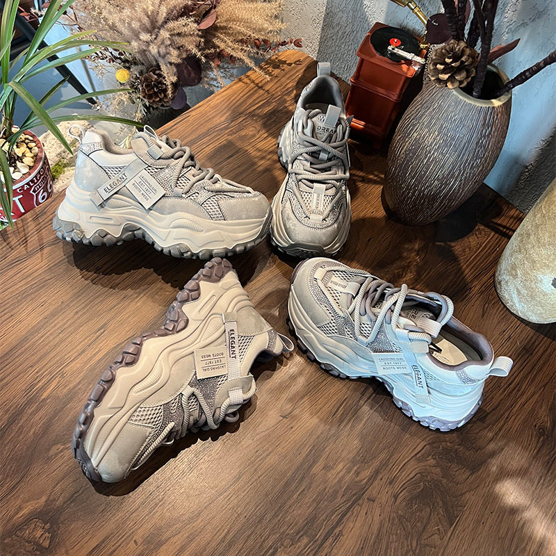 发泡底老爹鞋女2026春季新款厚底增高百搭轻便运动休闲鞋水钻女鞋,女鞋,时尚休闲鞋,淘宝优惠券,粉丝福利购,淘宝优惠卷