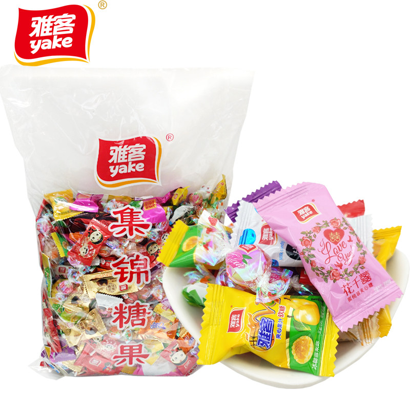 雅客集锦糖果什锦混合糖果500g结婚喜糖果伴手礼散装休闲零食