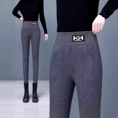 爆款加绒羊羔绒小脚裤