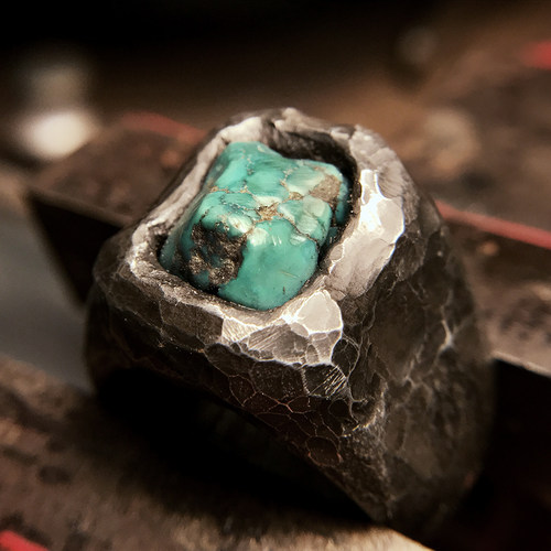 跋折罗vajra原创顽石纯银戒指