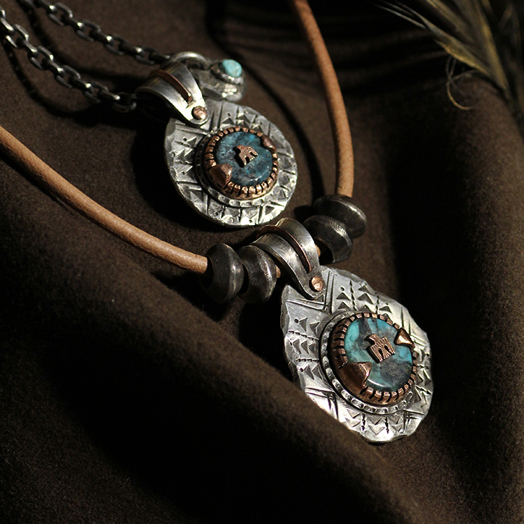 跋折罗银吊坠美国松石图腾系列