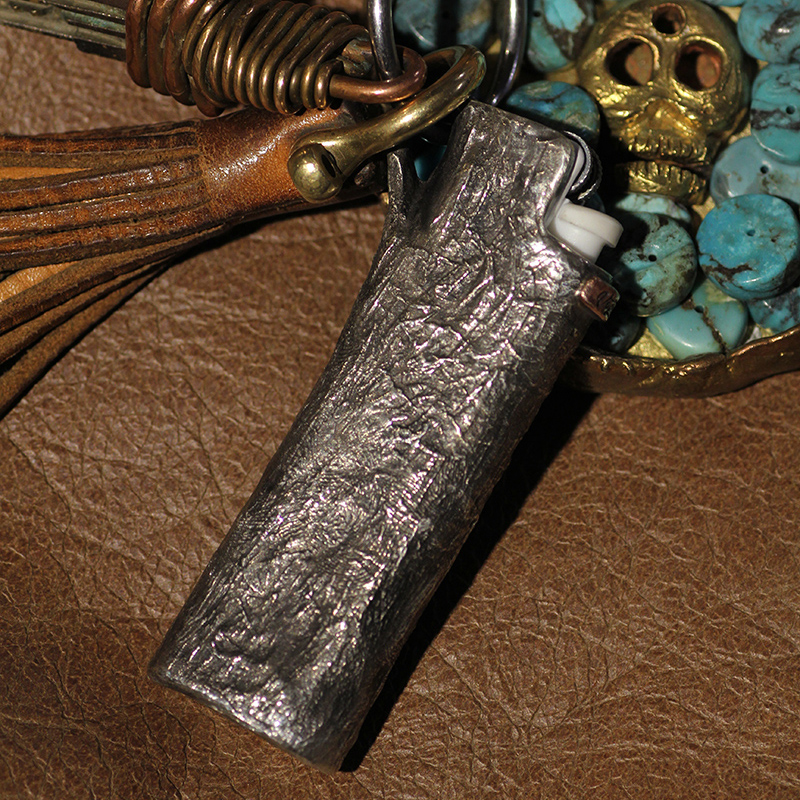 跋折罗纯银紫铜复古岩石火机壳