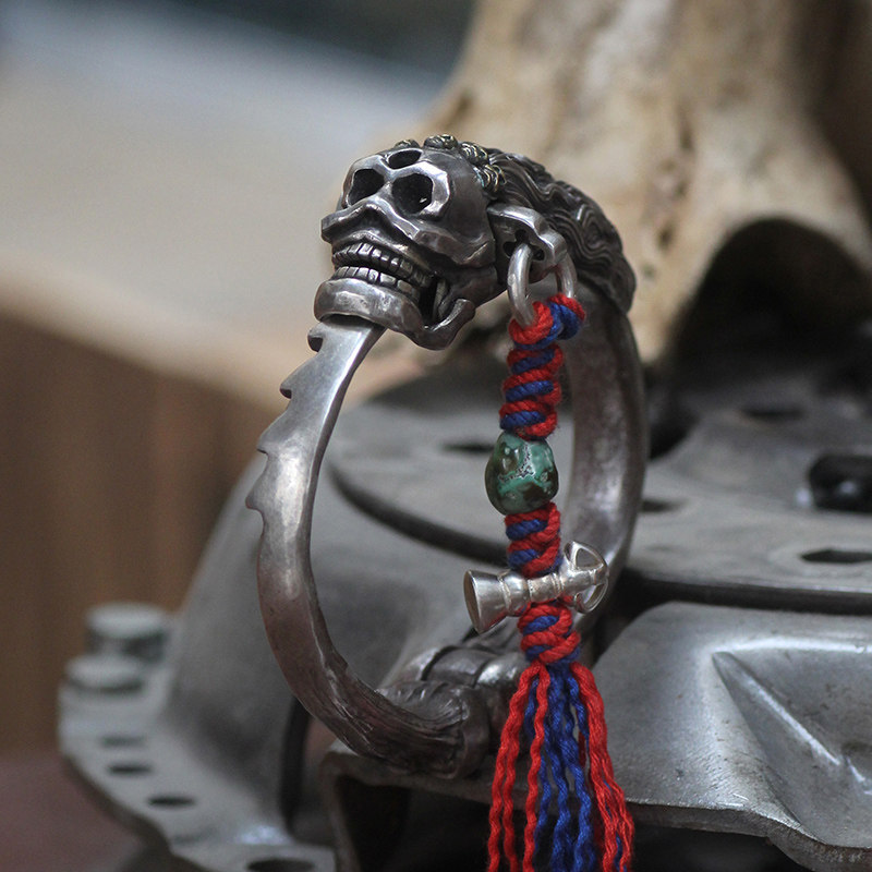 跋折罗vajra原创 无常-尸陀林主 银手镯重磅可调节藏传复古游牧风