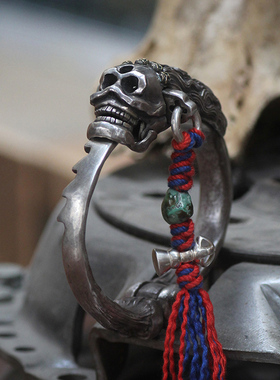 跋折罗藏传游牧风可调节银手镯