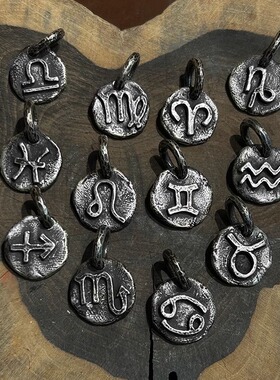 跋折罗VAJRA原创《阿卡西》幸运十二星座手工银吊坠粗旷顽石小众