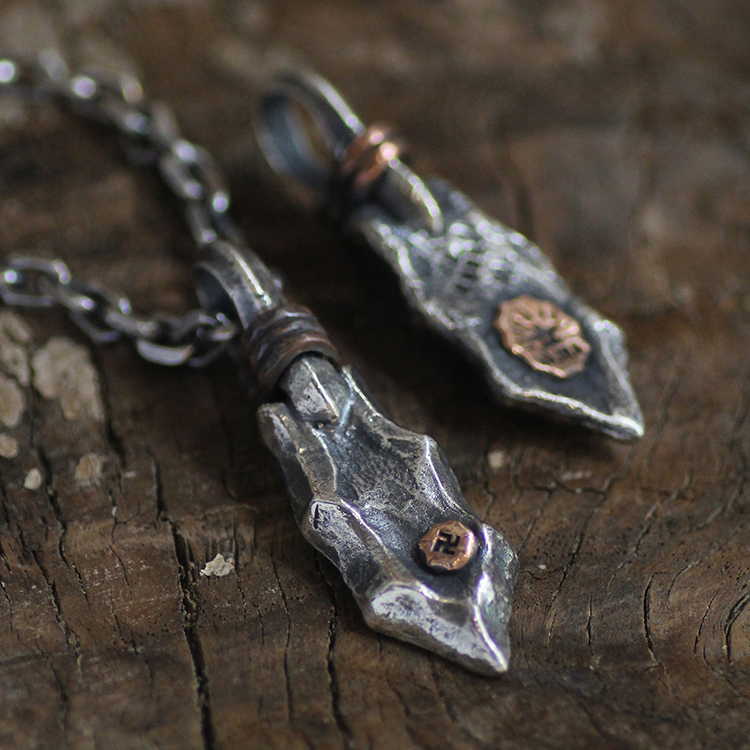 原创手工纯银吊坠粗犷复古