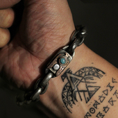 跋折羅VAJRA原创 苍穹之心 手工鹰图腾纯银手链链美国松石印第安