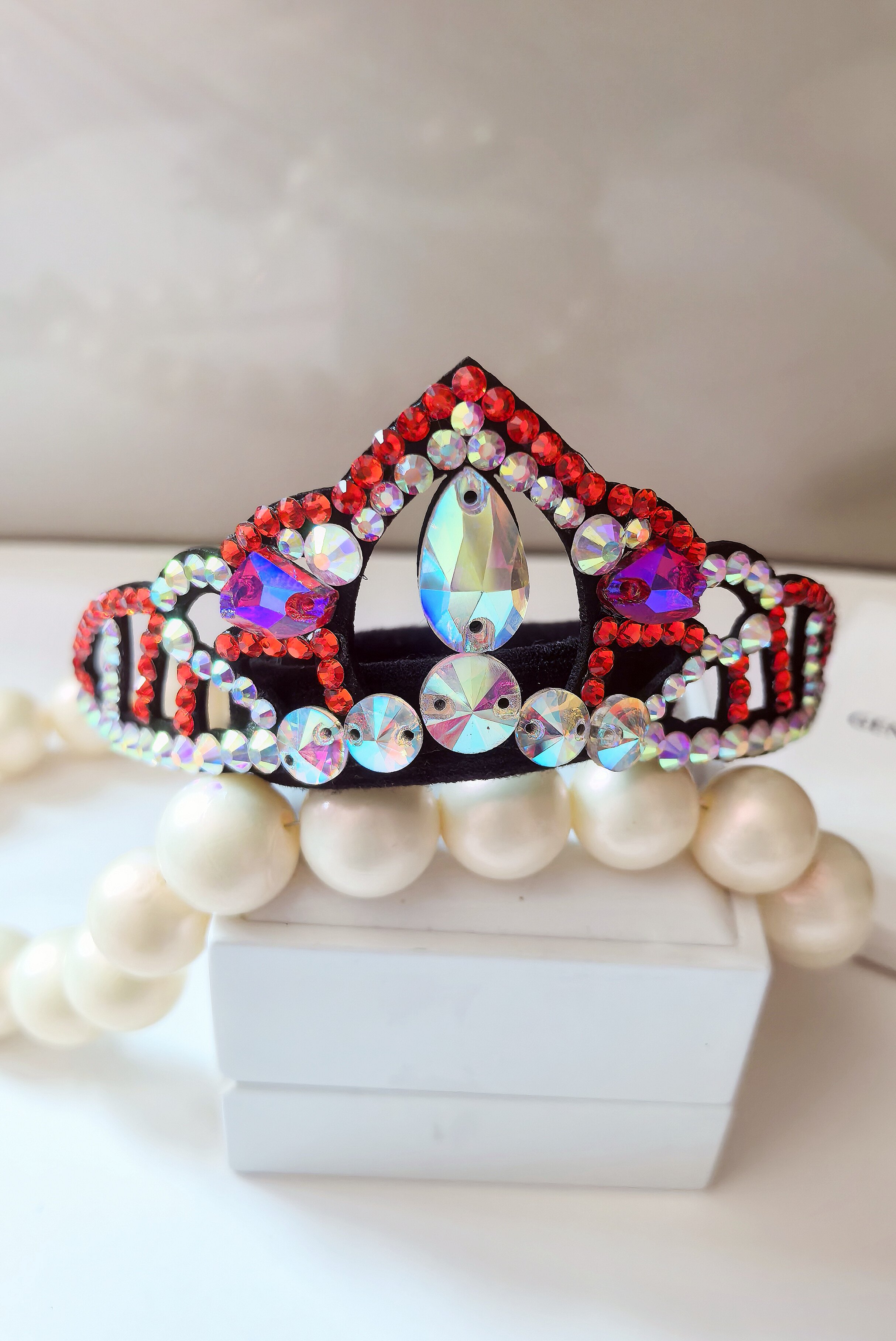 水钻丸子头盘发树叶艺术体操比赛头发饰皮筋发圈花样滑冰皇冠配饰