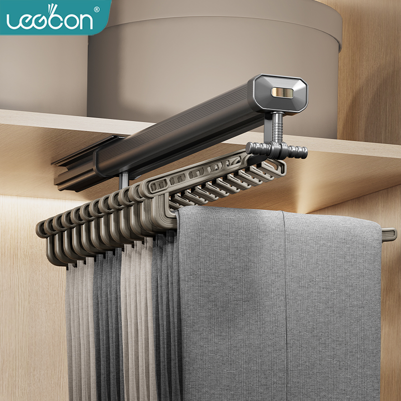 顶装伸缩衣柜内置滑轨收纳挂裤子