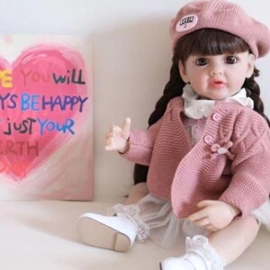 55厘米全胶 金色长发可入水洗澡仿真娃娃重生宝宝手工制作玩具