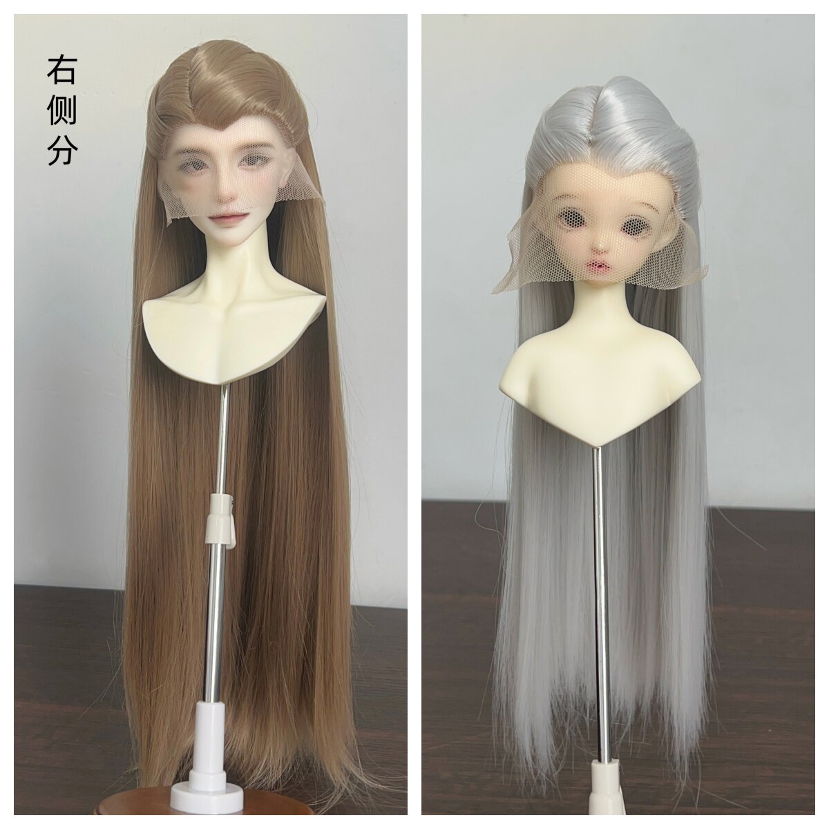 【现货】bjd假发高温丝古风手织美人单尖偏分4分3分毛坯