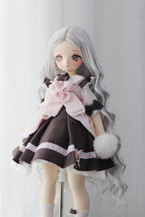 BJD.MDD娃用6分4分3分熊妹假发高温丝中分长卷发