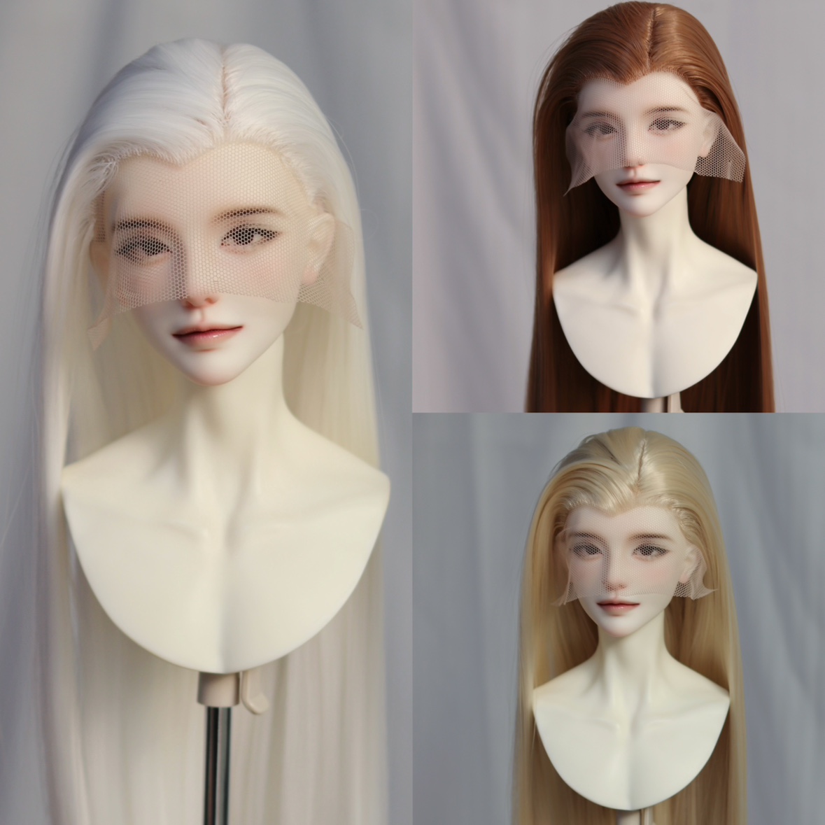 【现货】bjd假发高温丝古风手织美人单尖偏分3分毛坯