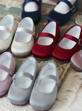 4分6分bjd娃用皮鞋子 可爱萝莉真丝圆头鞋 现货