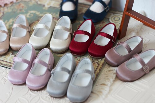 4分6分bjd娃用皮鞋子 可爱萝莉真丝圆头鞋 现货