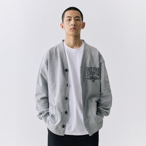 YKHD重磅450G毛圈V领纽扣开衫