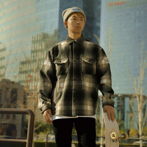 YKHD破坏刺绣补丁长袖衬衫外套