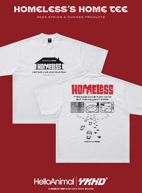 YKHD X HelloAnimal救助流浪动物宠物三角巾套装宽松短袖T恤男女