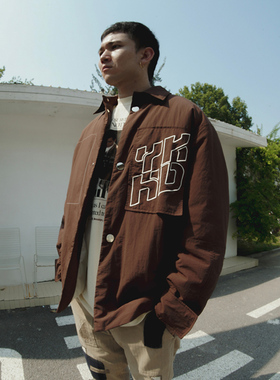 YKHD美式复古薄款棉服秋冬季高级感夹棉翻领休闲开衫夹克外套男女